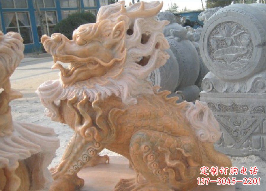 运城晚霞红神兽麒麟雕塑