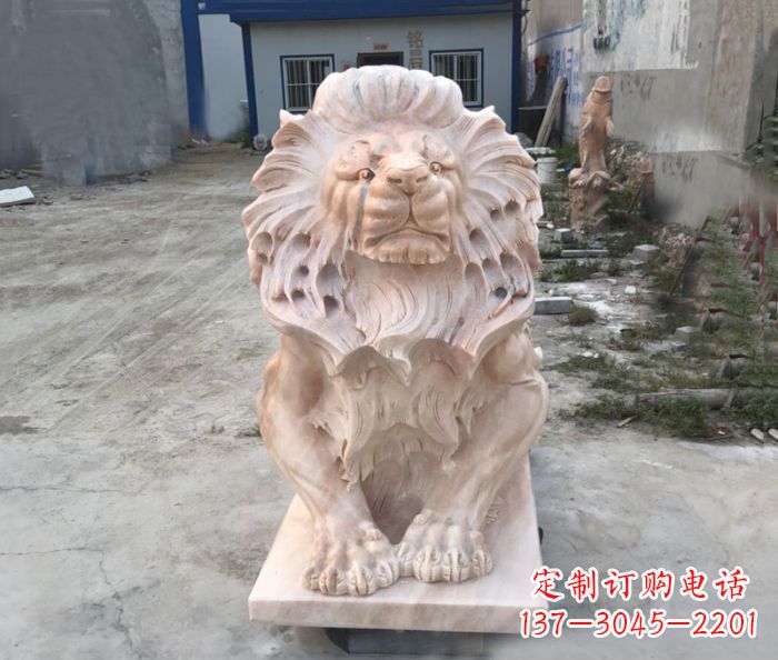 运城晚霞红西洋欧式狮子石雕