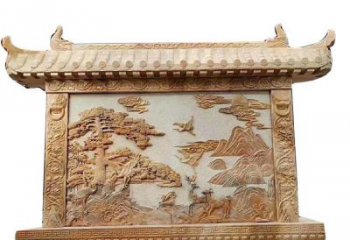 运城晚霞红松鹤延年浮雕影壁