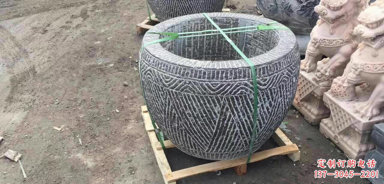 运城纹理石浮雕水缸