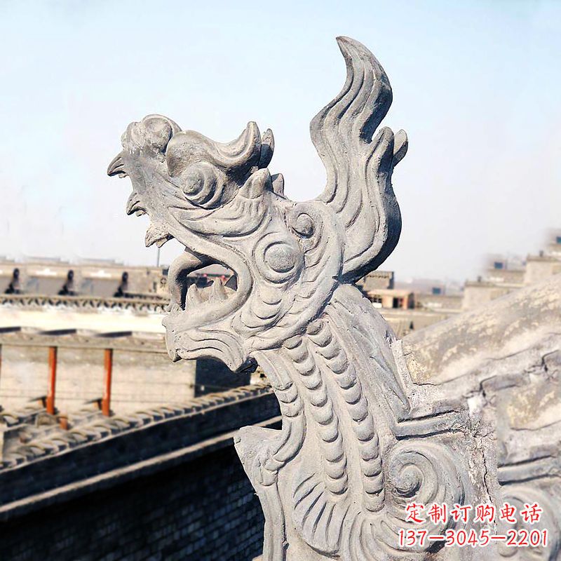 运城屋脊鸱尾螭吻雕塑-古建装饰神兽动物雕塑
