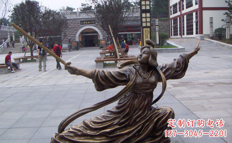 运城舞剑的古代美女古代人物铜雕