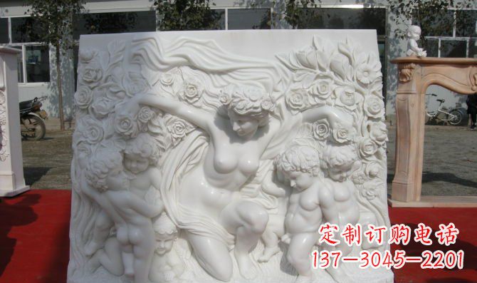 运城西方女人与孩子汉白玉浮雕