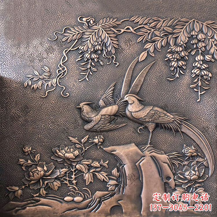 运城喜鹊紫铜浮雕装饰画