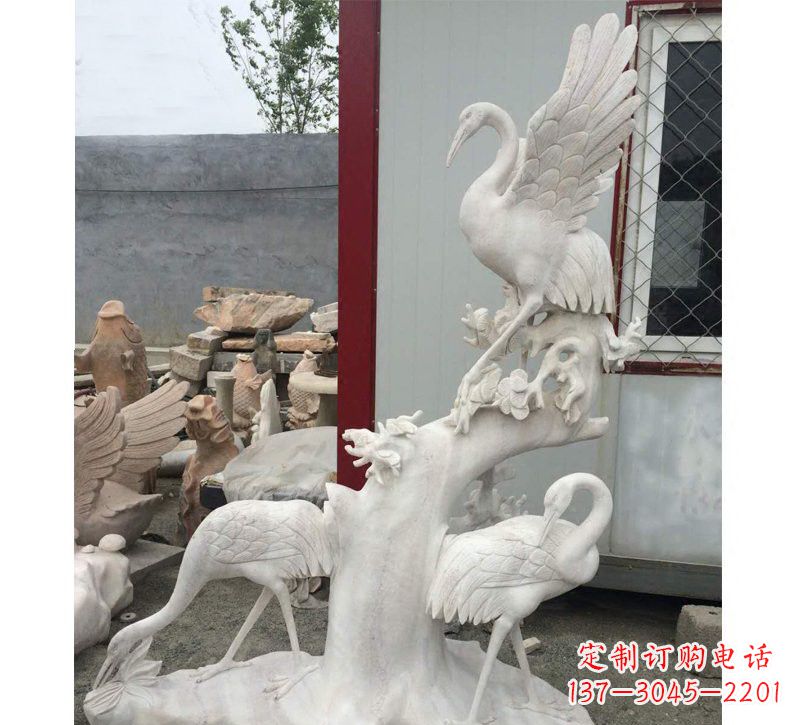 运城仙鹤松树石雕
