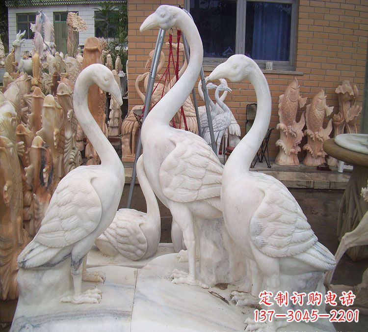 运城仙鹤衔树枝 石雕