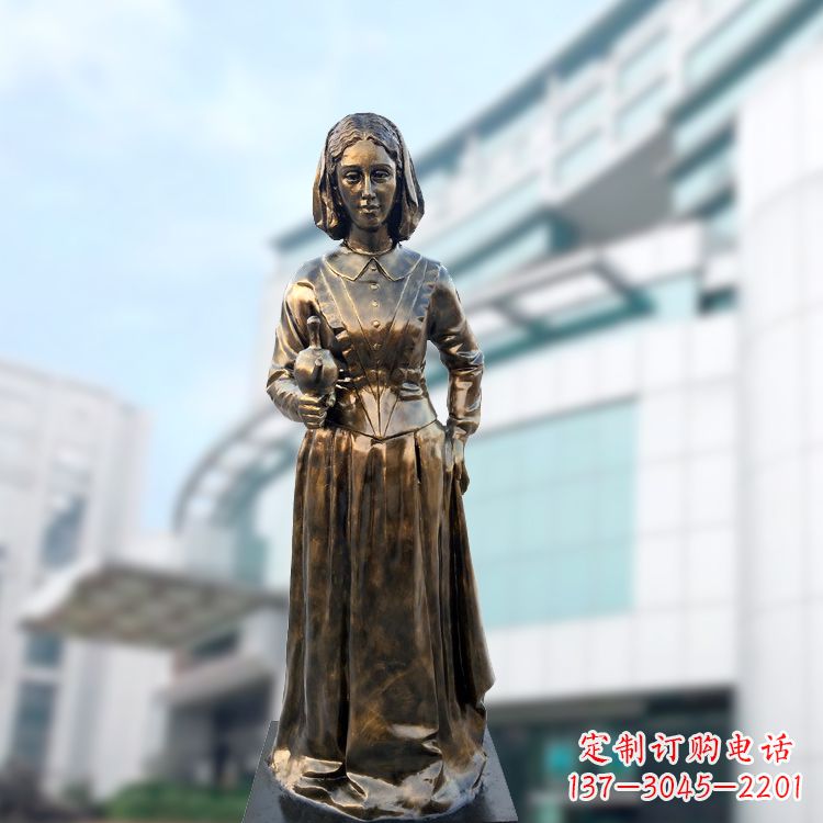 运城现代护理教育奠基人南丁格尔玻璃钢仿铜雕像
