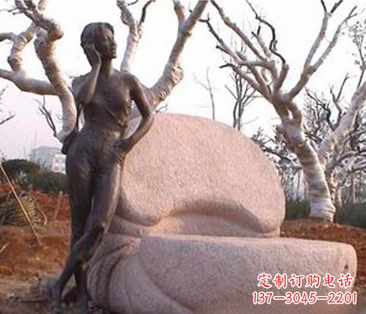 运城现代女人打电话铜雕