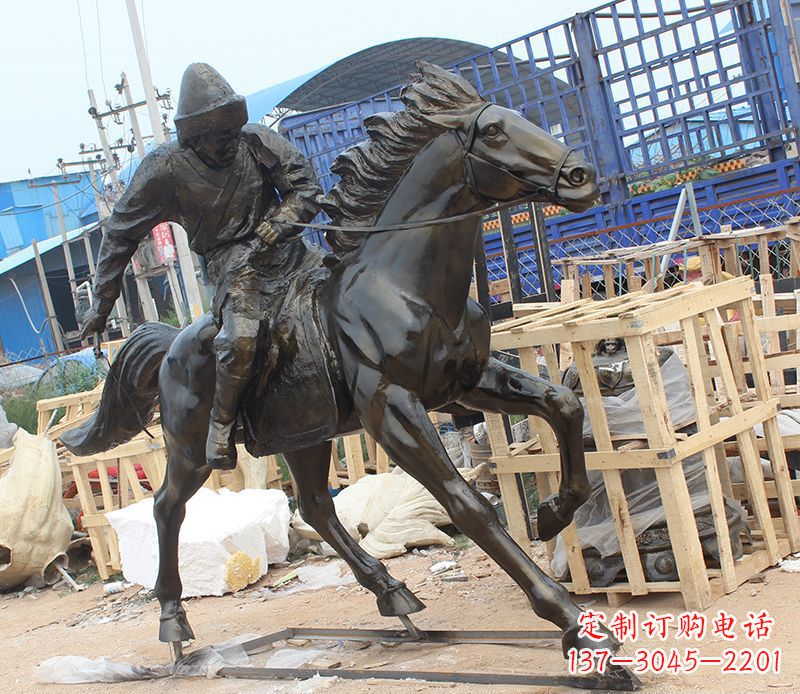 运城现代骑马人物公园景观铜雕
