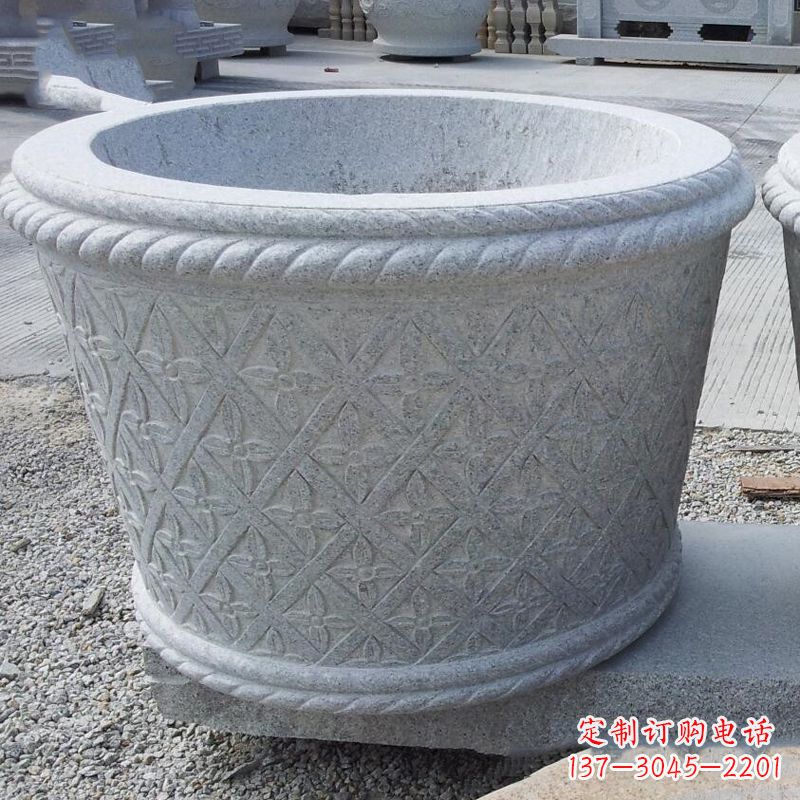 运城现代石雕花盆雕塑