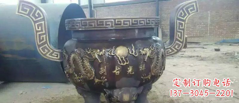 运城祥光古刹寺庙香炉铜雕