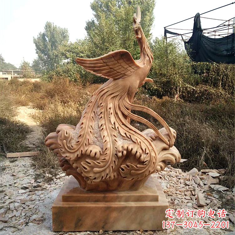 运城祥瑞凤凰晚霞红石雕