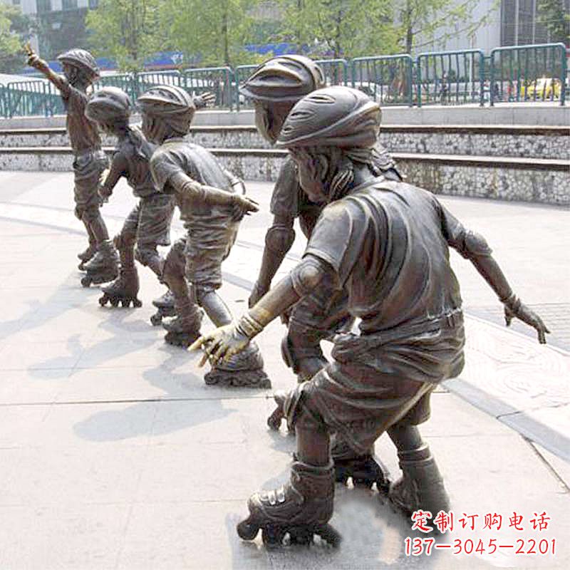 运城小孩滑旱冰广场运动主题雕塑