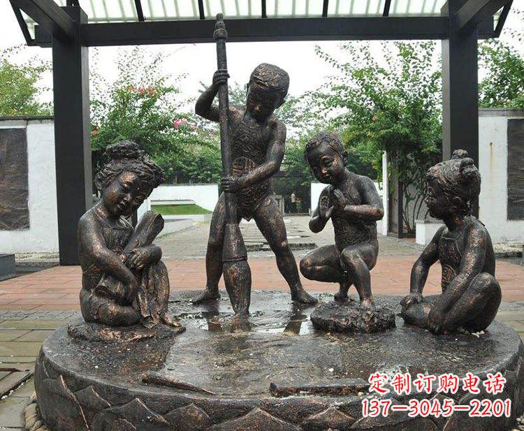 运城小孩写大字铜雕小品