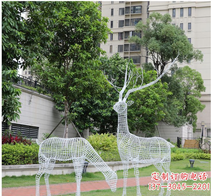 运城小区不锈钢镂空梅花鹿鹿雕塑