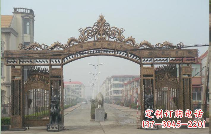 运城小区不锈钢门口牌坊雕塑