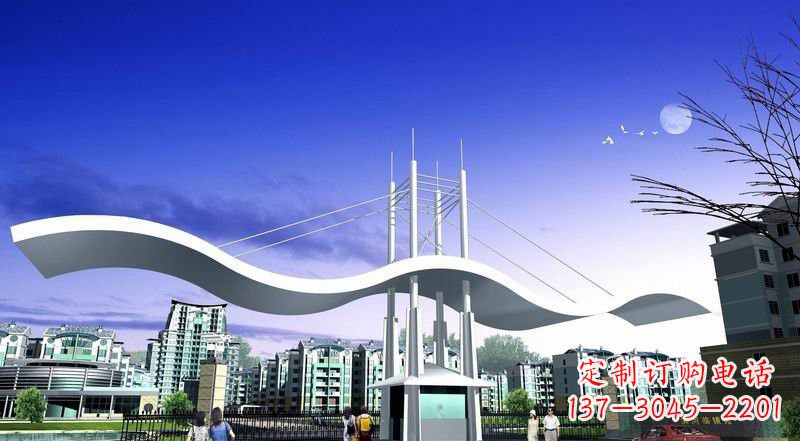 运城小区不锈钢门牌坊景观雕塑