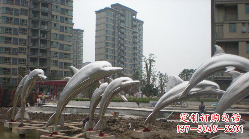 运城小区不锈钢跳跃海豚雕塑