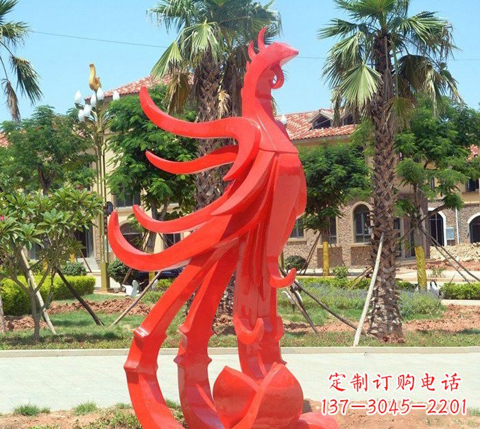 运城小区抽象不锈钢凤凰雕塑