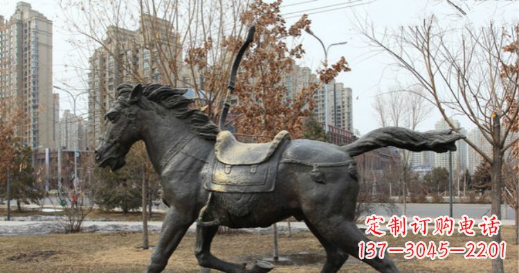 运城小区动物奔跑的马铜雕