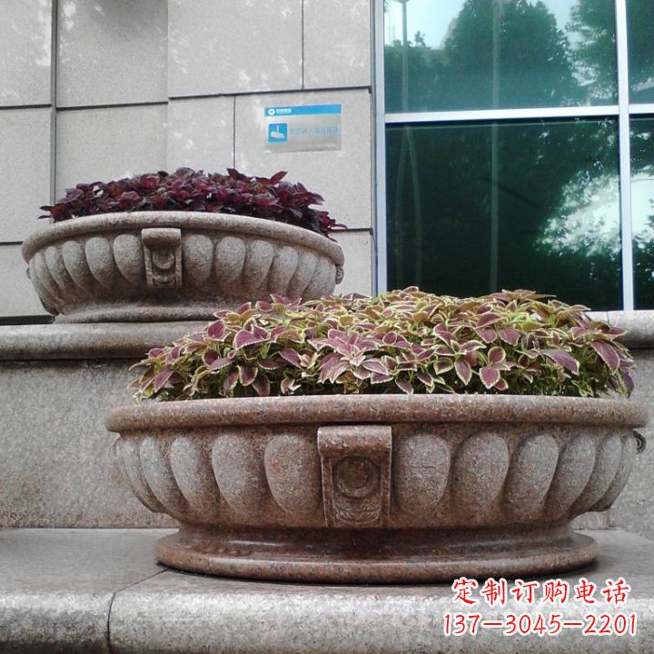 运城小区花岗岩石雕花盆