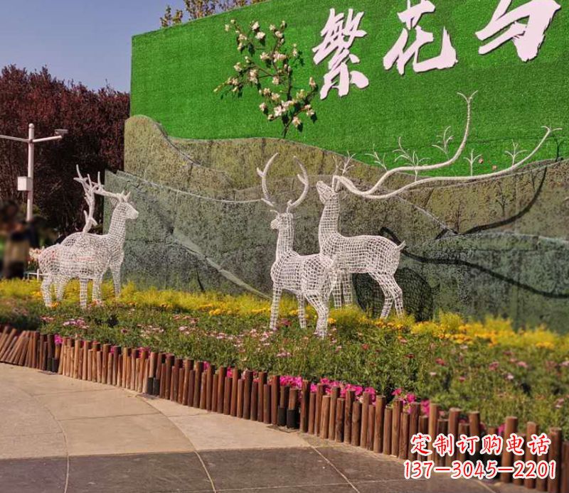 运城小区景观不锈钢梅花鹿