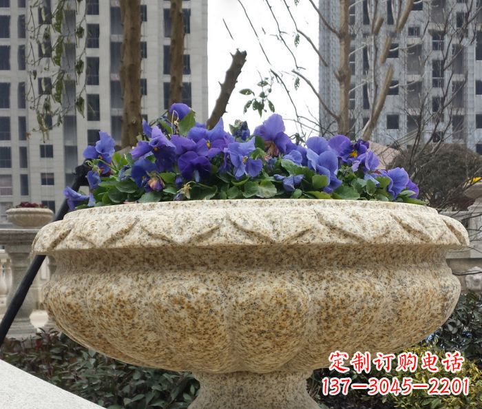 运城小区景观大理石花盆石雕