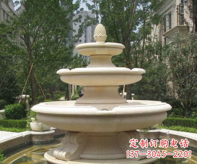 运城小区景观晚霞红多层喷泉石雕