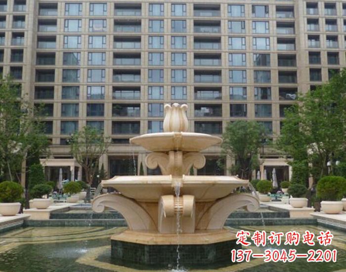 运城小区景观晚霞红喷泉石雕 (2)