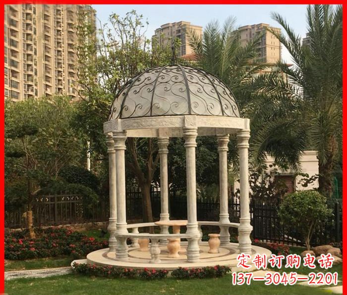 运城小区欧式圆顶凉亭石雕 (2)