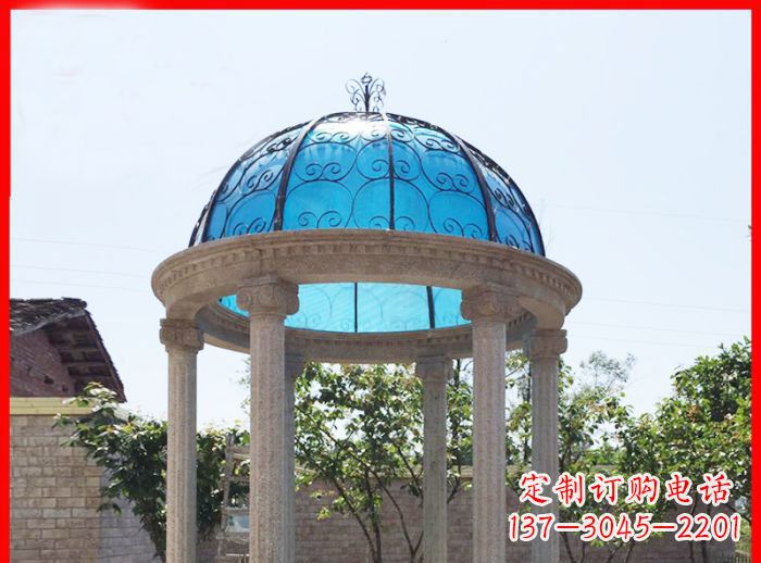 运城小区欧式圆顶凉亭石雕_2