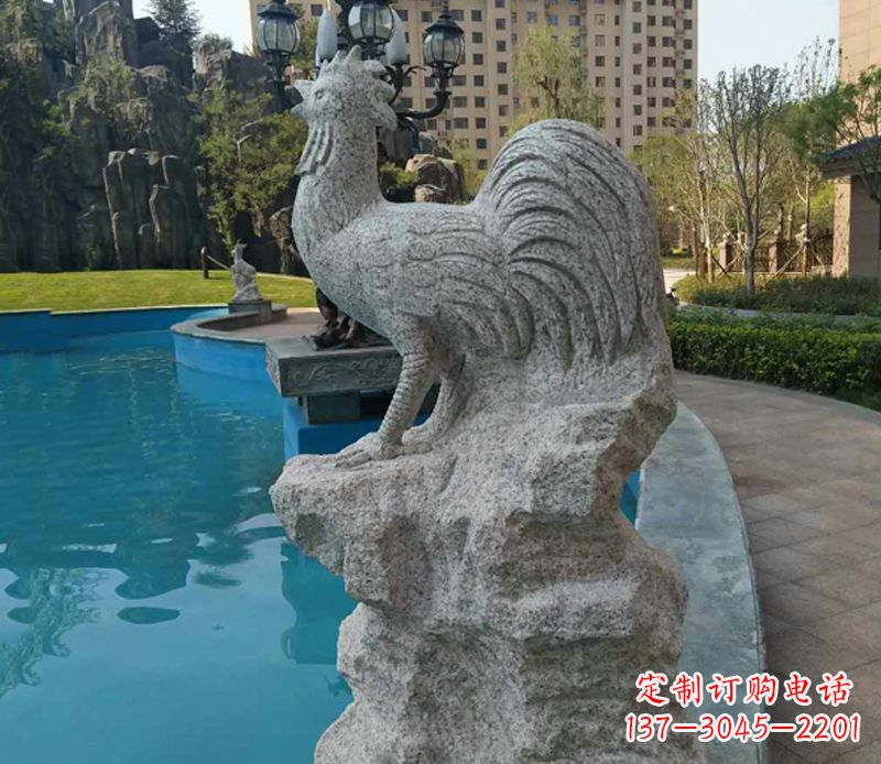 运城小区十二生肖鸡动物石雕