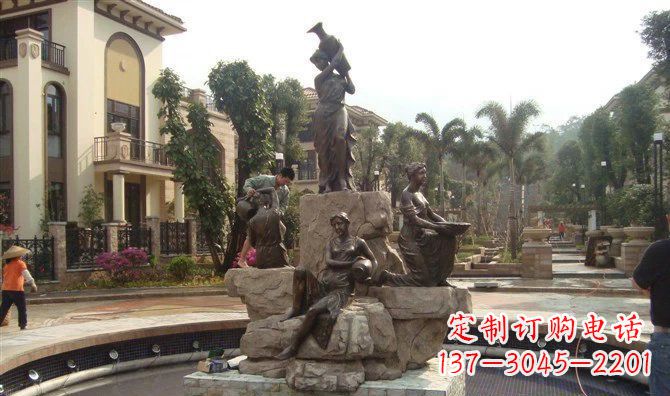 运城小区西方美女喷泉人物铜雕