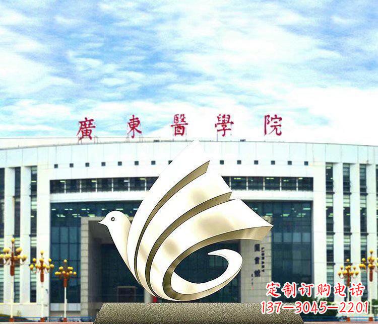 运城校园不锈钢抽象和平鸽雕塑