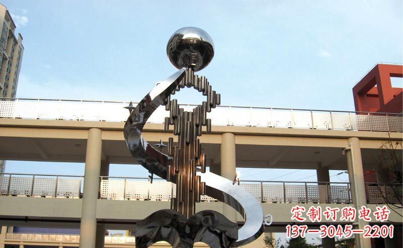 运城校园不锈钢抽象钥匙和书籍雕塑
