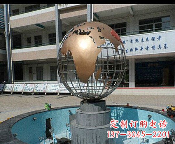 运城校园不锈钢地球喷泉雕塑