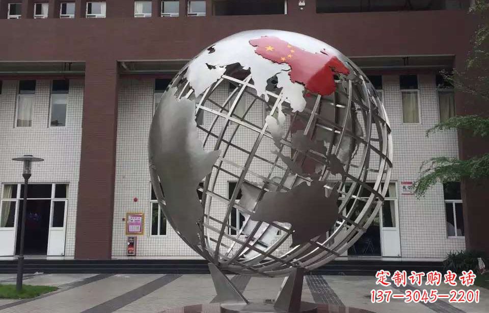 运城校园不锈钢地球仪雕塑 (4)