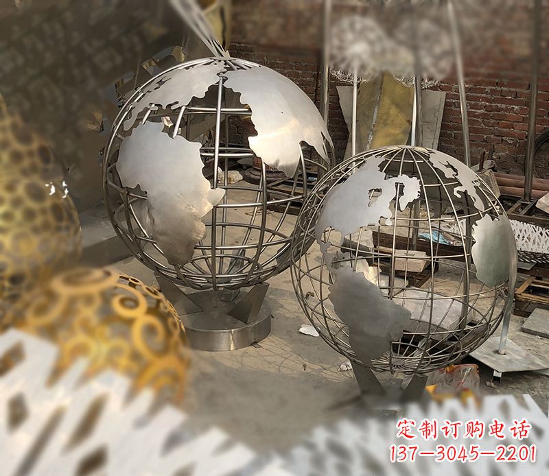 运城校园不锈钢地球仪雕塑112