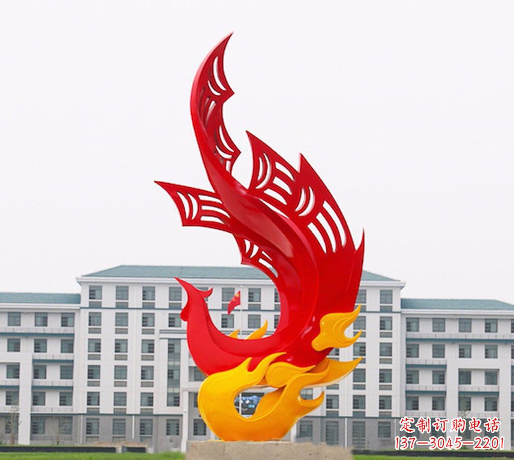 运城校园不锈钢凤凰浴火雕塑