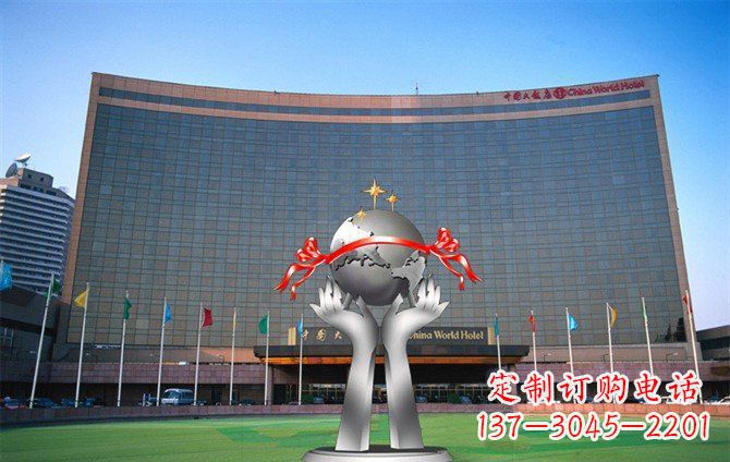 运城校园不锈钢双手捧地球雕塑