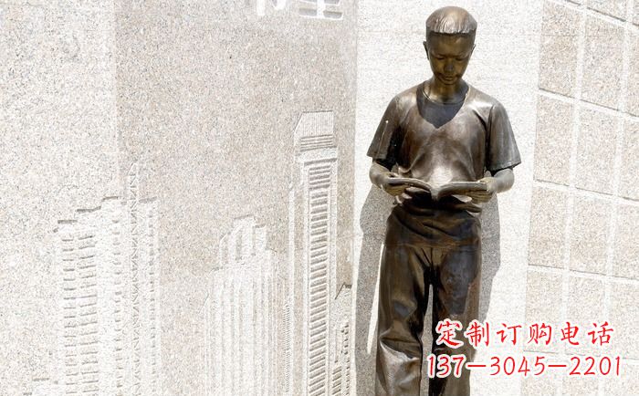 运城校园看书的学生人物铜雕