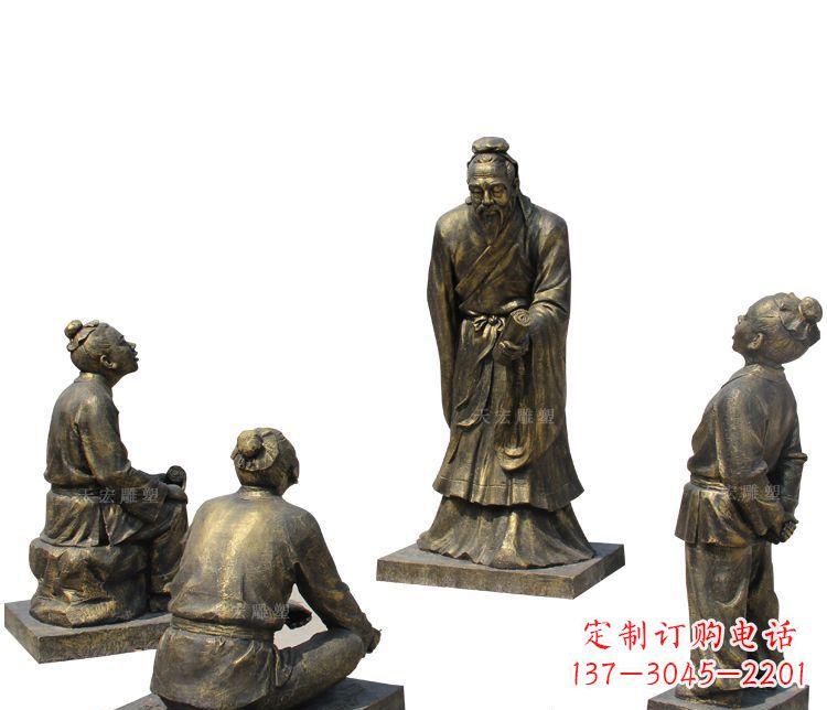 运城校园孔子讲学铜雕塑