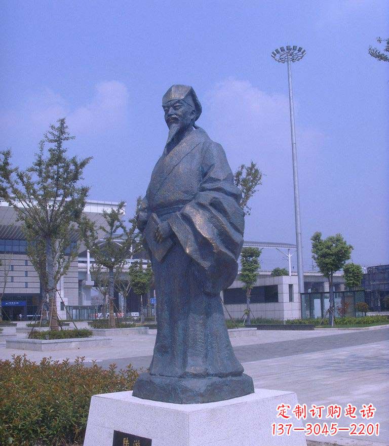 运城校园陆游名人铜雕
