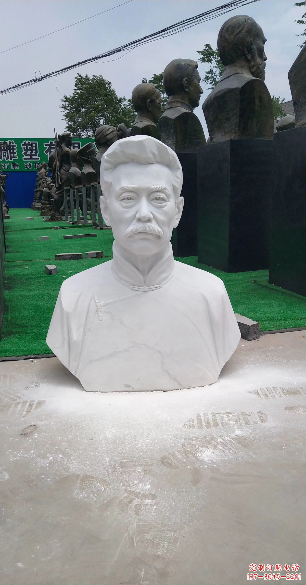 运城校园名人汉白玉鲁迅头像
