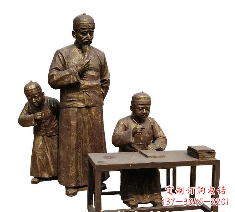 运城学生与老师人物铜雕