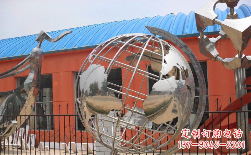 运城学校不锈钢地球仪雕塑