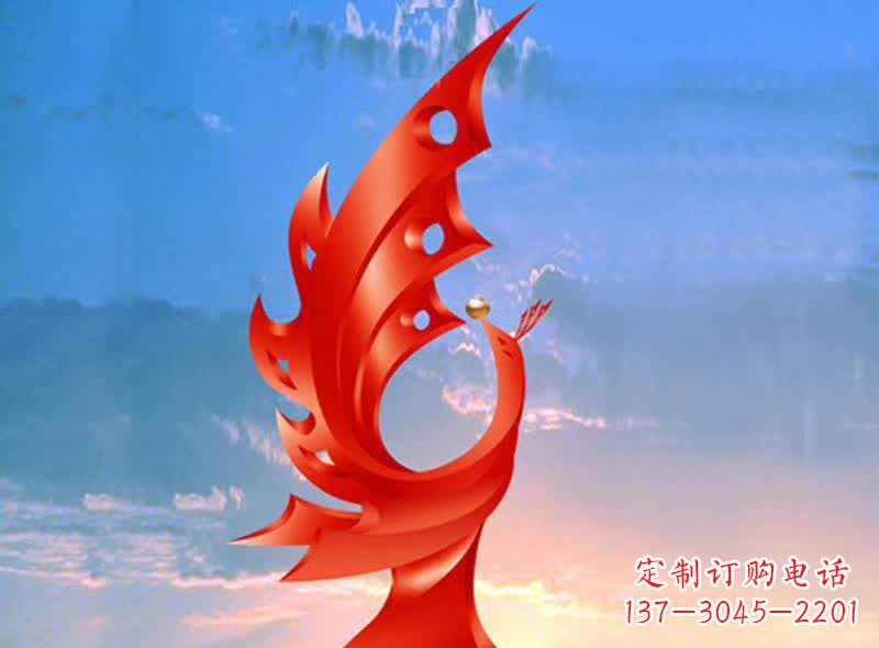 运城学校不锈钢奋进凤凰标志雕塑