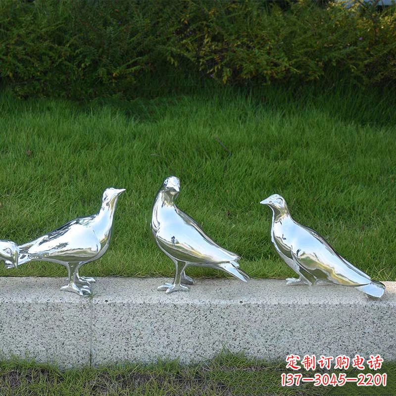 运城银白色不锈钢电镀鸽子雕塑摆件