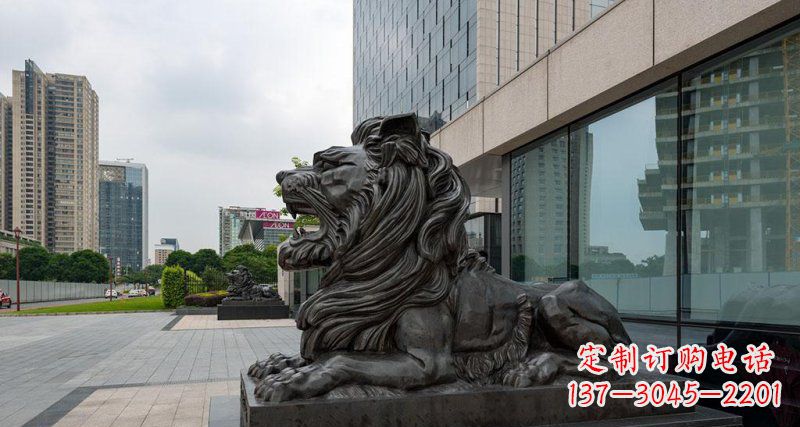 运城银行铜狮子汇丰狮铜雕