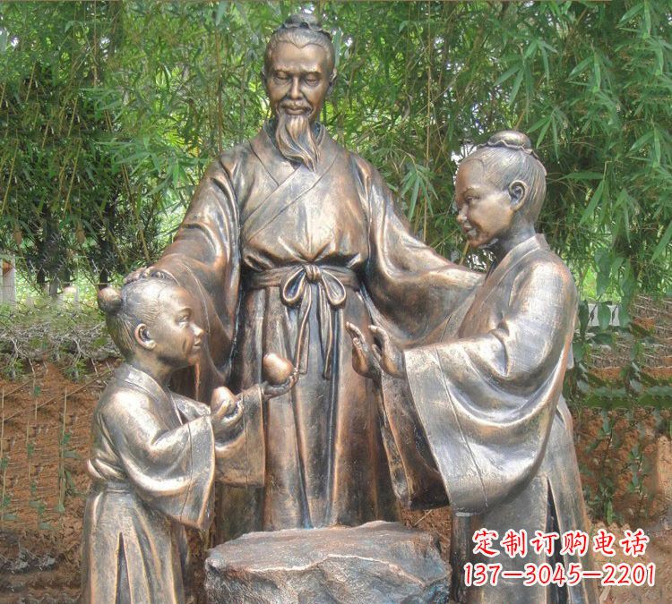 运城寓言故事铜雕_孔融让梨